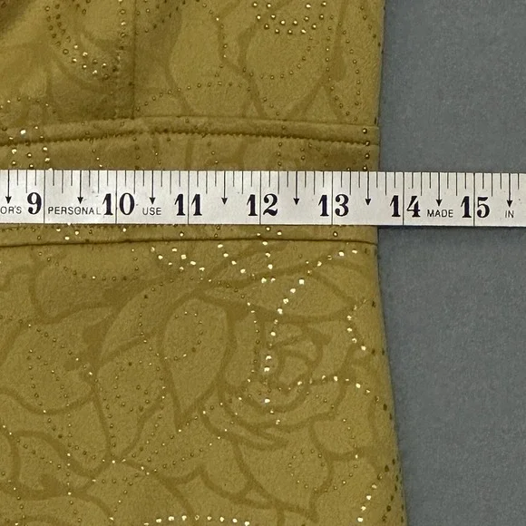 Vintage Y2K Womens Dress M Mustard Yellow Sparkle Fitted Bodycon Retro 90s USA - Picture 12 of 14